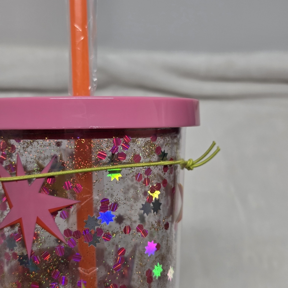 Deluxe 20 oz. Starburst Glitter Tumbler w/ Straw Double Wall BPA Free New - Picture 8 of 8